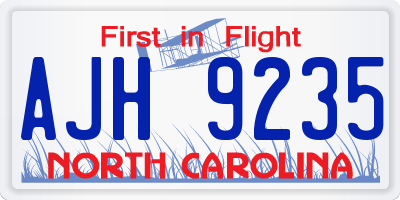 NC license plate AJH9235