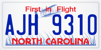NC license plate AJH9310