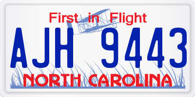 NC license plate AJH9443