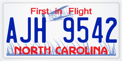 NC license plate AJH9542