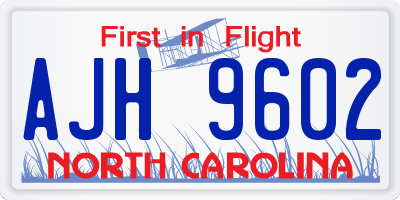 NC license plate AJH9602