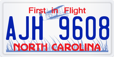 NC license plate AJH9608