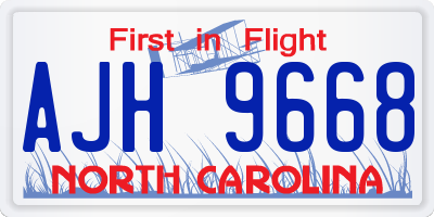NC license plate AJH9668