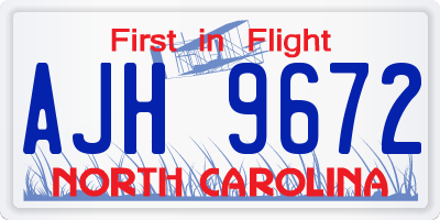 NC license plate AJH9672