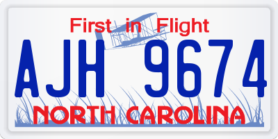 NC license plate AJH9674