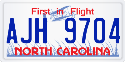 NC license plate AJH9704