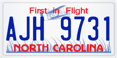 NC license plate AJH9731