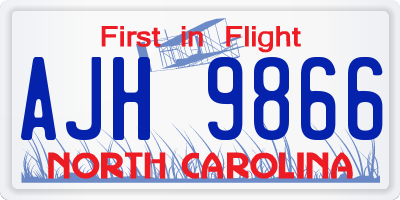 NC license plate AJH9866