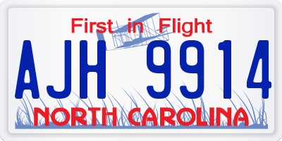NC license plate AJH9914