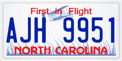 NC license plate AJH9951