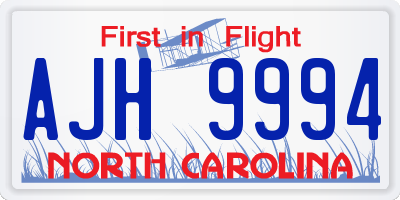 NC license plate AJH9994