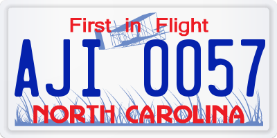 NC license plate AJI0057