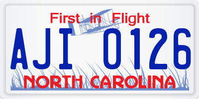 NC license plate AJI0126
