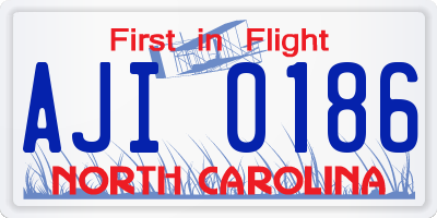 NC license plate AJI0186