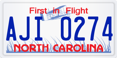 NC license plate AJI0274