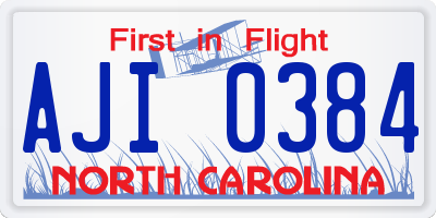 NC license plate AJI0384