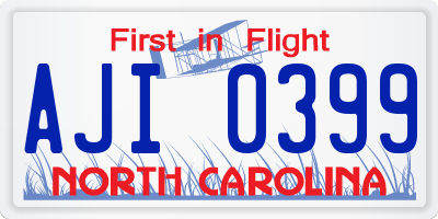 NC license plate AJI0399