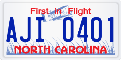 NC license plate AJI0401