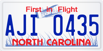 NC license plate AJI0435