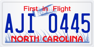 NC license plate AJI0445