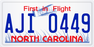 NC license plate AJI0449