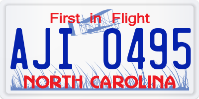 NC license plate AJI0495