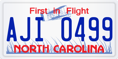 NC license plate AJI0499