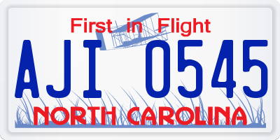 NC license plate AJI0545