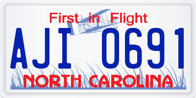 NC license plate AJI0691