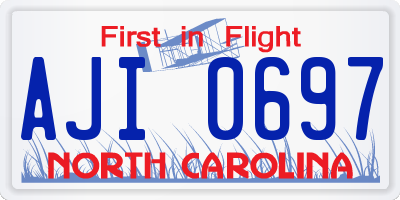 NC license plate AJI0697