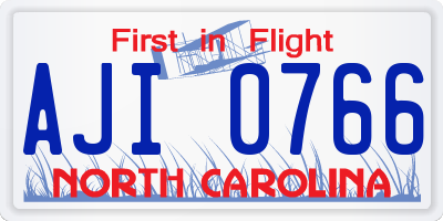 NC license plate AJI0766