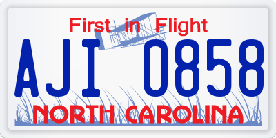 NC license plate AJI0858