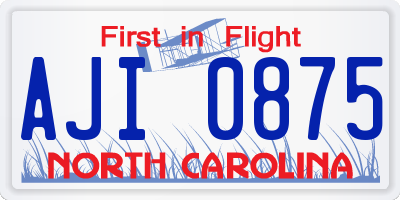 NC license plate AJI0875