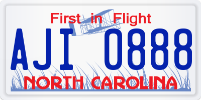 NC license plate AJI0888