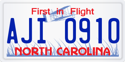 NC license plate AJI0910