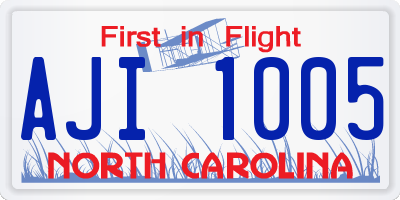 NC license plate AJI1005