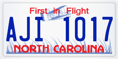 NC license plate AJI1017