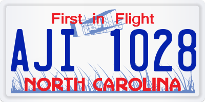NC license plate AJI1028