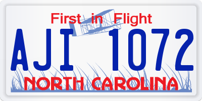 NC license plate AJI1072