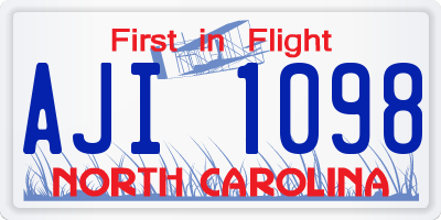 NC license plate AJI1098