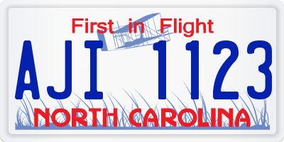 NC license plate AJI1123