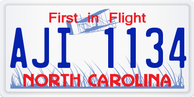 NC license plate AJI1134