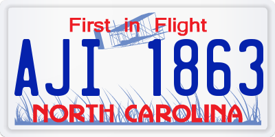 NC license plate AJI1863