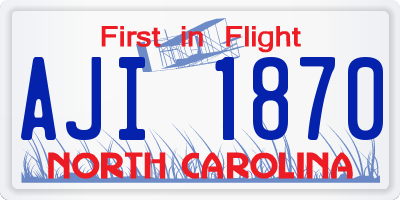 NC license plate AJI1870