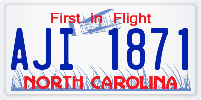 NC license plate AJI1871
