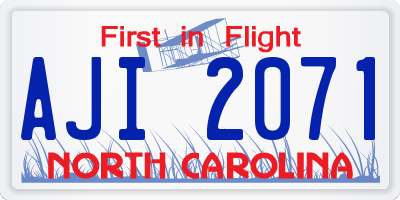NC license plate AJI2071