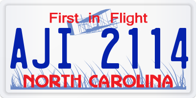NC license plate AJI2114