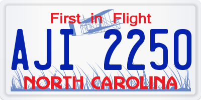 NC license plate AJI2250