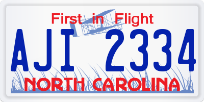 NC license plate AJI2334