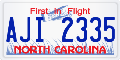 NC license plate AJI2335